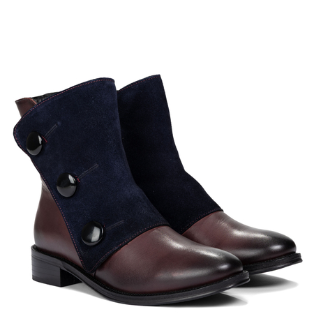 Maciejka Suede-Flap Ankle Boots Decorative Buttons Bordeaux H7172-23/00-7