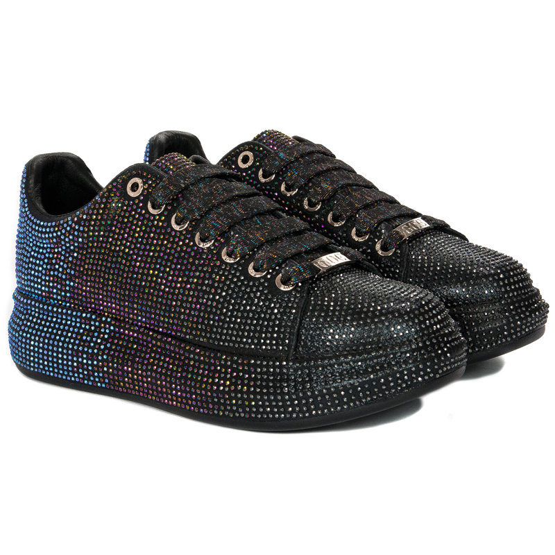 GOE Sneakersy półbuty damskie cyrkonie Black Czarne