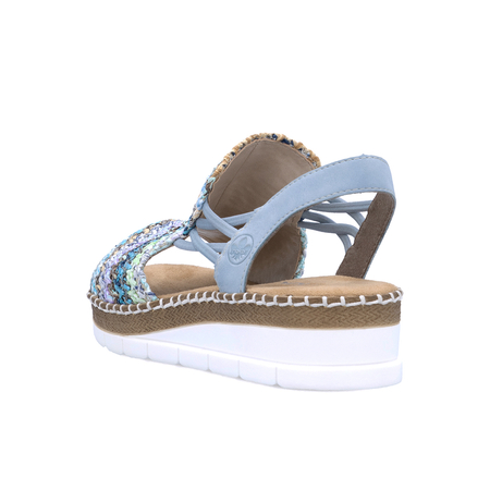 Rieker Woven Wedge Sandals Pastel Multicolor Blue V1241-91