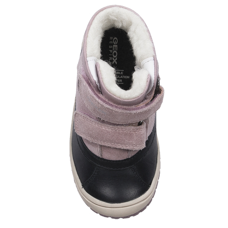 GEOX Botki dziecięce dziewczęce ocieplane na rzepy Black/Rose