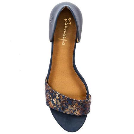 Maciejka Leather Closed-Heel Sandals On Wedge Navy-Multicolour 01971-50/00-5