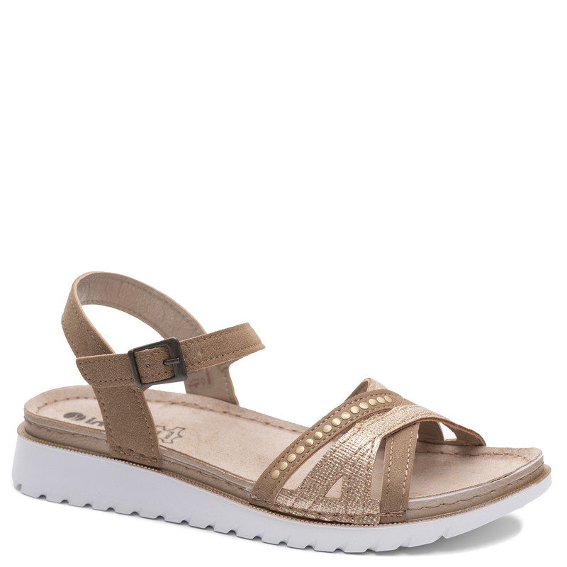 Inblu Comfortable Flat Sandals Jeweled Brown CN000054-SABBIA
