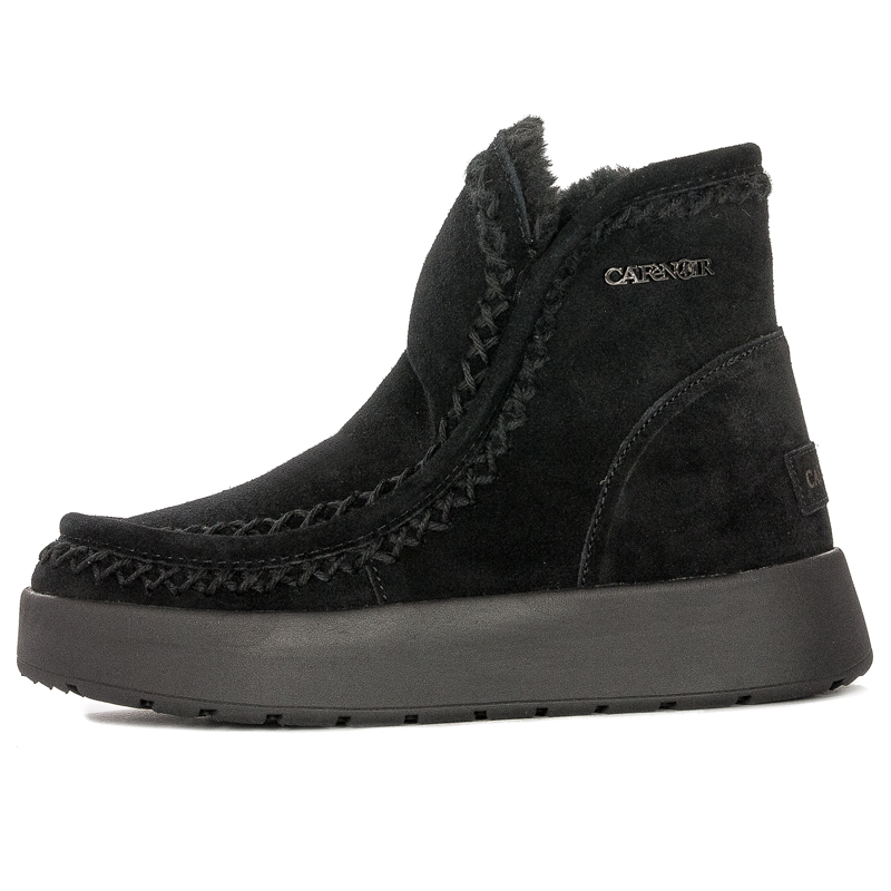 CAFENOIR Women's leather ankle boots Nero black