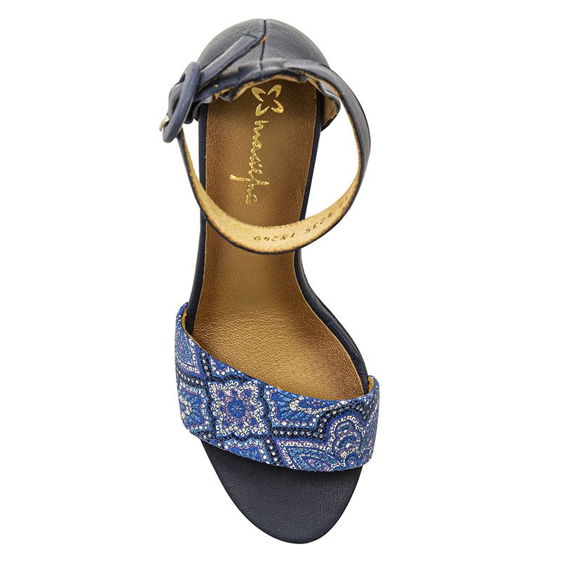 Maciejka Leather Block Heel Sandals Patterned Navy Blue 04235-17/00-5