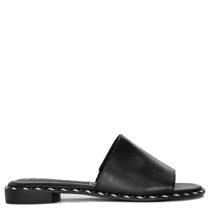 Marco Tozzi Women's flat black leather slippers