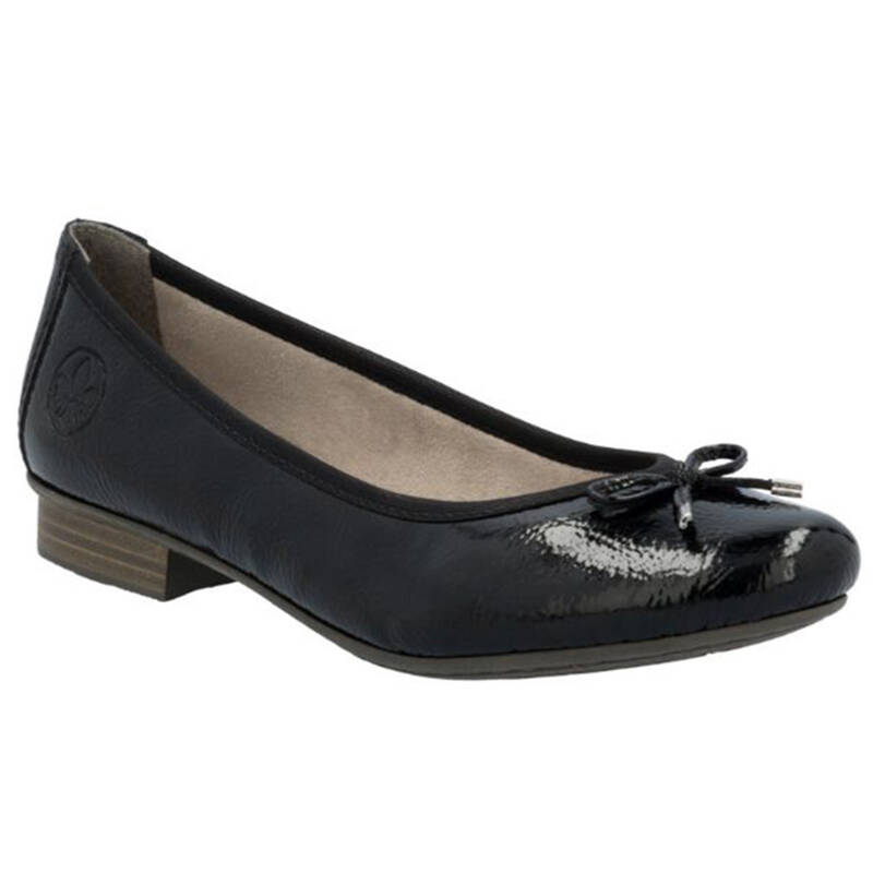 Rieker Baleriny Damskie Skórzane Black