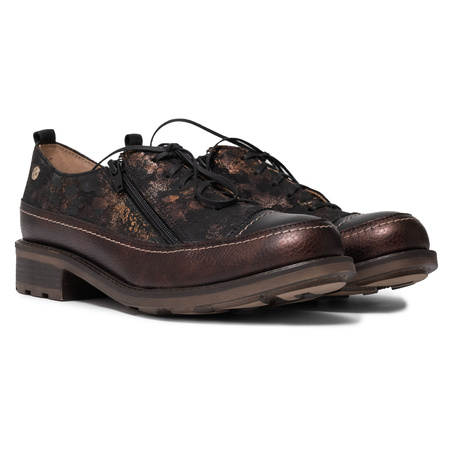 Maciejka Dual-Zip Leather Lace-Up Shoes Textured Brown 07056-02-00-1