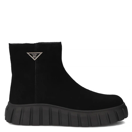 Filippo Women's Suede Platform Ankle Boots Side-Zip Black DBT6301-25-BK