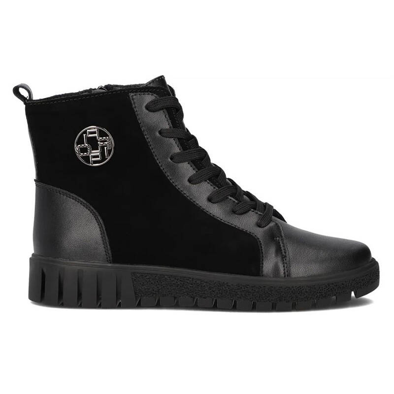 Filippo Leather Insulated Women’s Ankle Boots On Platform Black DBT6359/25BK