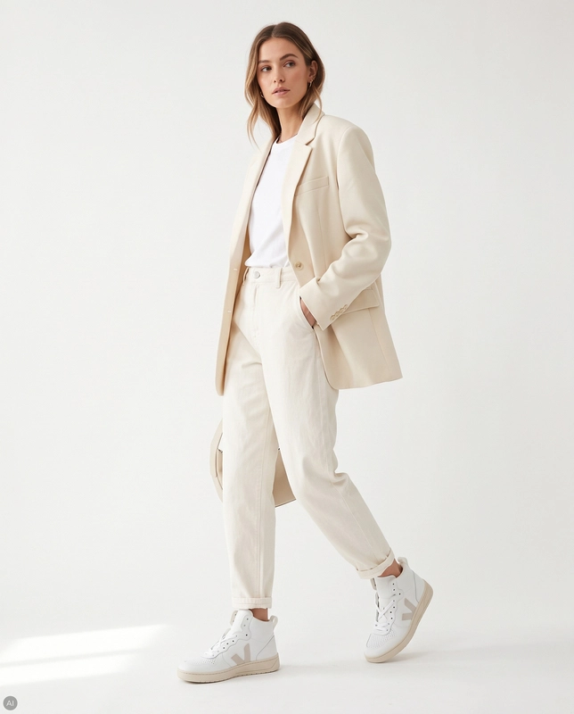 Veja Sneakersy damskie skórzane wysokie White Natural białe