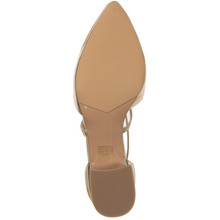 Maciejka Leather Low-Block-Heel Pumps With Ankle Strap Gold K6807-25/00-1