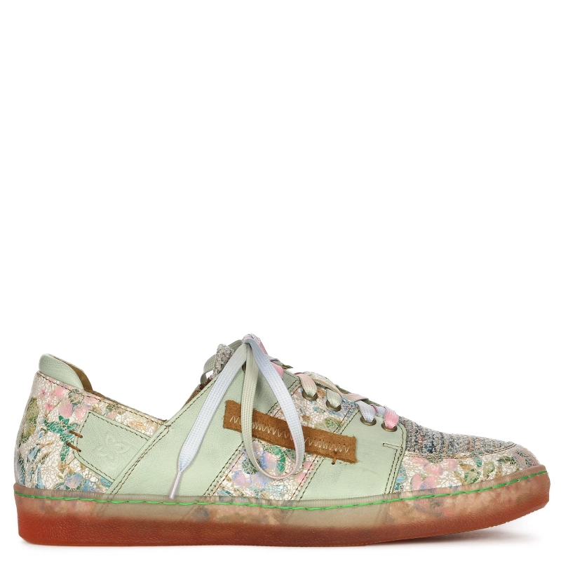Maciejka Leather Floral Sneakers Green 06791-09-00-1