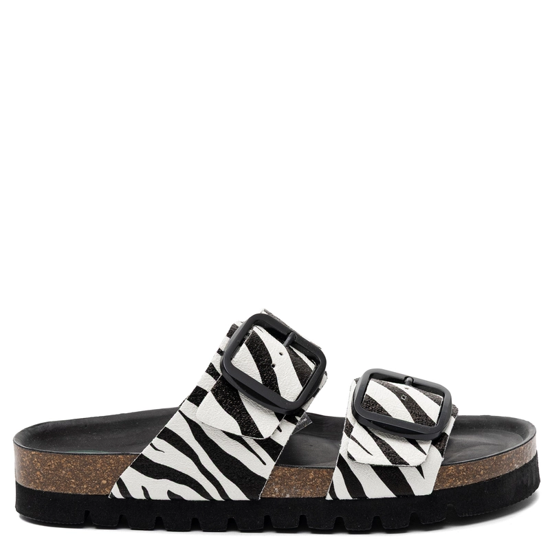 Dr. Brinkmann Bonillo Klapki Damskie Profilowane Zebra Biało-Czarne 700909-00 BONILLO