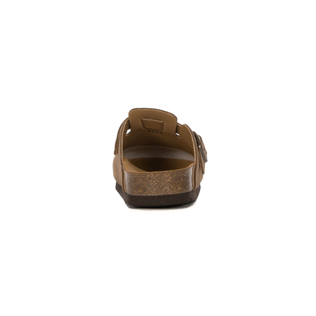 Scholl Suede Leather Closed-Toe Clogs Adjustable Buckle Brown F32198-1062