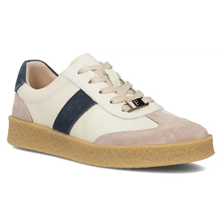 Filippo Leather Beige&Blue Low Shoes