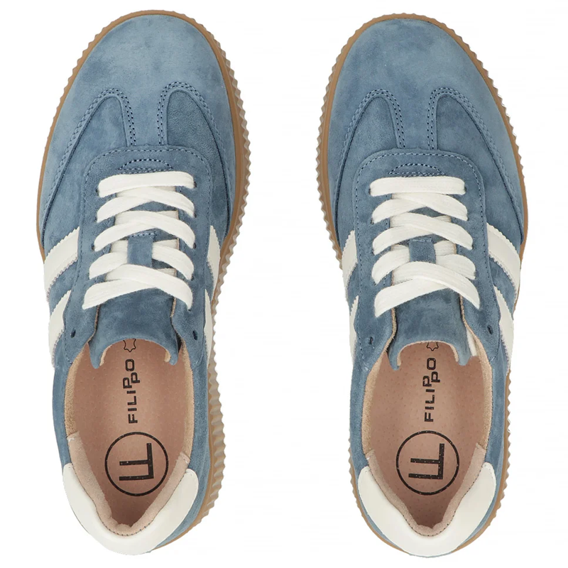 Filippo Skórzane Sneakersy Na Platformie Niebieskie DP6776-26-BL
