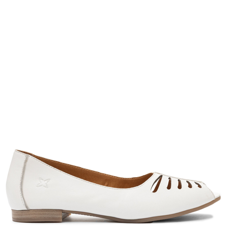 Maciejka Leather Cutout Ballet Flats Open Toe White P7541-11/00-1