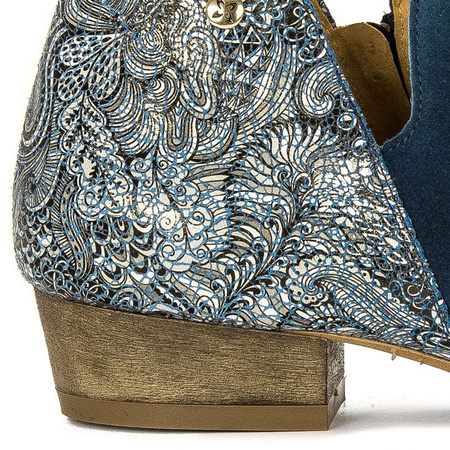 Maciejka Asymmetric Ankle Boots Low Heel Navy 04091-47/00-5