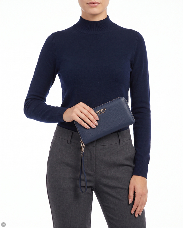 Guess Amorette Portfel Zapinany Na Zamek Granatowy SWBG7898146-MIDNIGHT