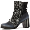 Maciejka Avant-Garde Leather Ankle Boots Block Heel Black Blue 05605-01/00-7