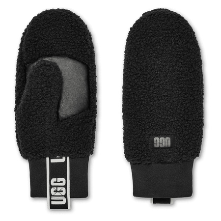 Ugg Women's Gloves in Uggfluff Mitten With Logo Tape Black