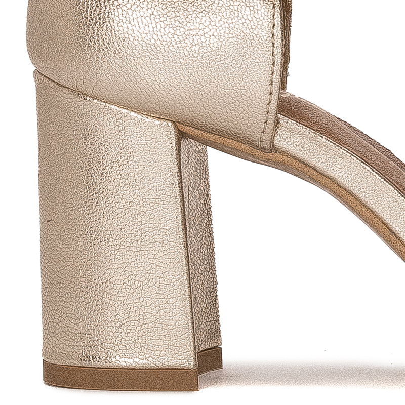 Maciejka Elegant Leather Block Heel Sandals Metallic Gold 06025-25/00-1