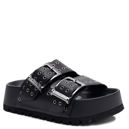 Buffalo Klapki Damskie Na Platformie Czarne 1602316-BLK
