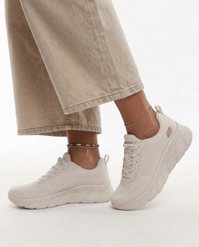 Skechers BOBS Sport Sneakersy Na Platformie Białe 117385-OFWT