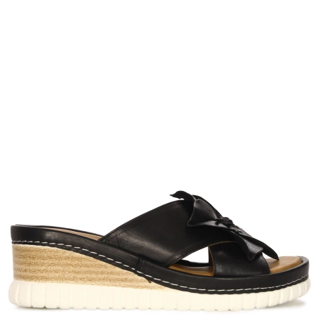 Artiker Women's Leather Platform Flip-Flops Black