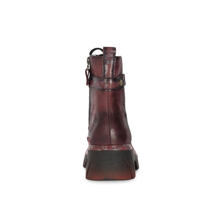 Maciejka Leather Women's Boots With Decorative Pattern Burgundy 07071-23/00-8