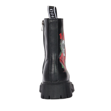 Botki GOE II2N4044 Black Print botki skórzane z czaszką Czarne