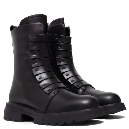 T. Sokolski Skórzane Botki Na Platformie Czarne AN-Z25-194-BLK