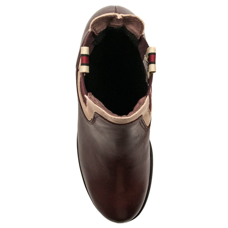 Maciejka Leather Ankle Boots Contrast Trim Burgundy 03759-23/00-3