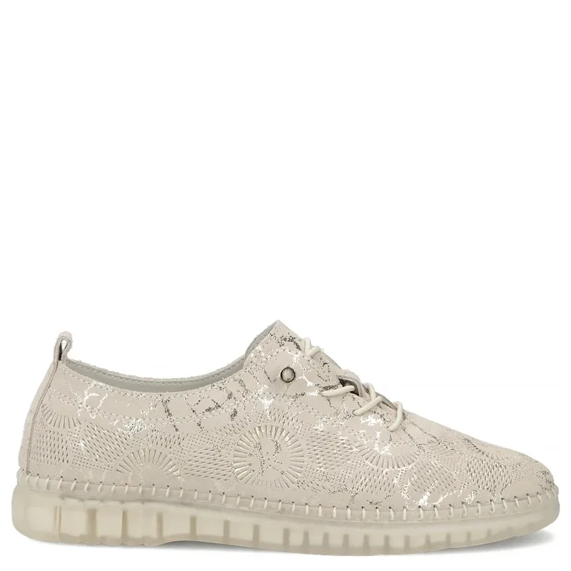 Filippo Leather Slip-On Sneakers With Shiny Motif Beige DP7810-26-GO