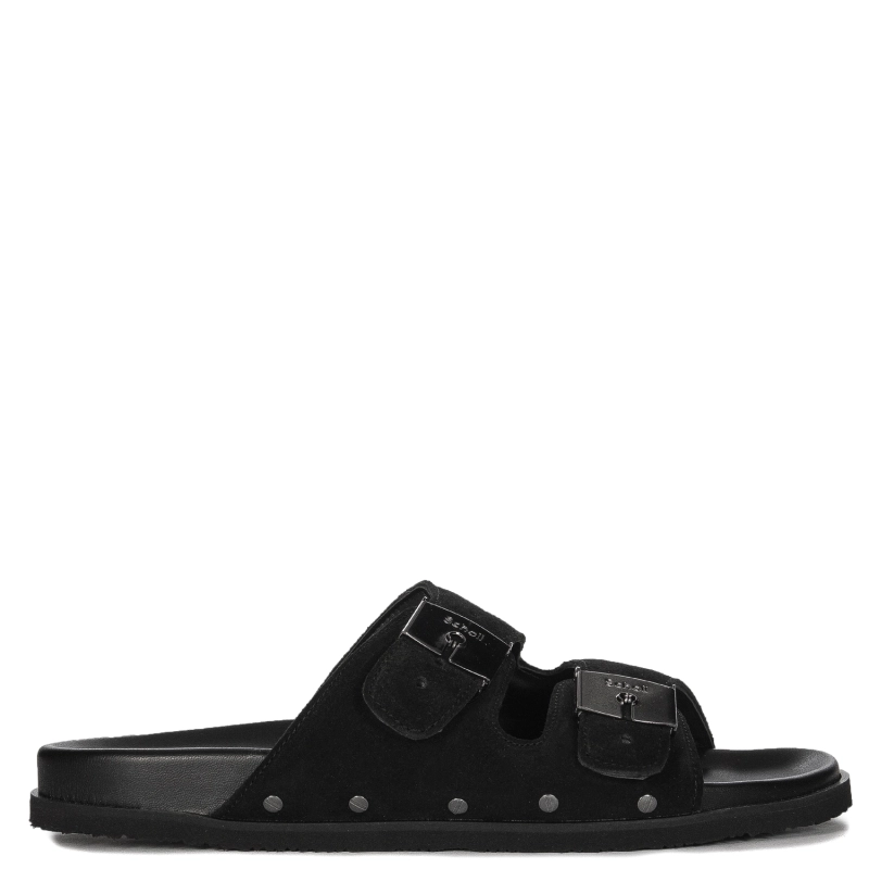 Scholl Men's leather flip-flops Orlando Black