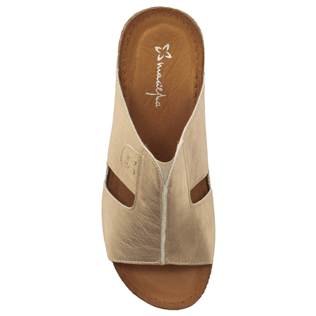 Maciejka Leather Asymmetric Wedge Mules Gold L7068-25/00-1