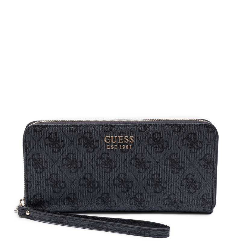 GUESS Portfel Damski Duży Zamek Wzór Czarny SWLG9648146-BLACK