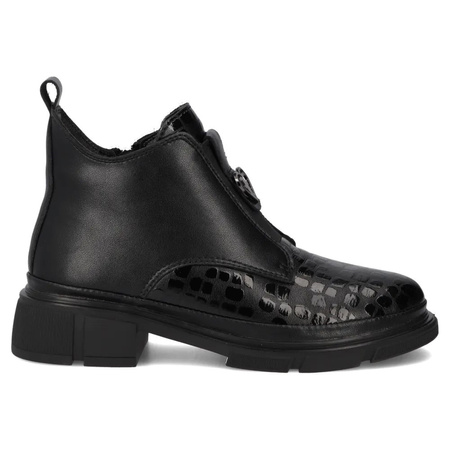 Skórzane Botki Filippo DBT7430/25 BK Na Obcasie Czarne