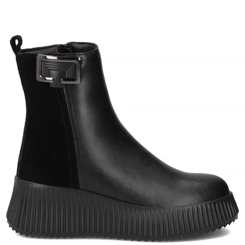 Filippo Women's Leather Insulated Chunky Fluted Platform Ankle Boots Black DBT7268-26-BK