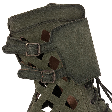 Maciejka Women's boots leather suede openwork green