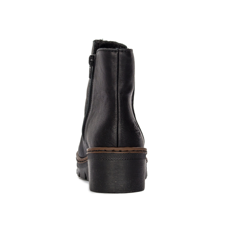 Rieker Damskie Ocieplane Botki Na Koturnie Czarne X9165-00
