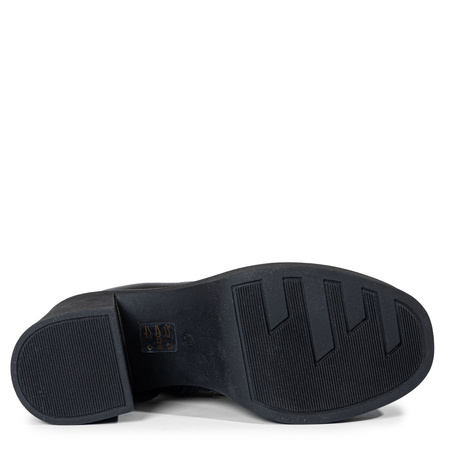 Boccato Asymetryczne Botki Na Klocku Z Suwakiem Czarne 3200-BLACK-GOLD