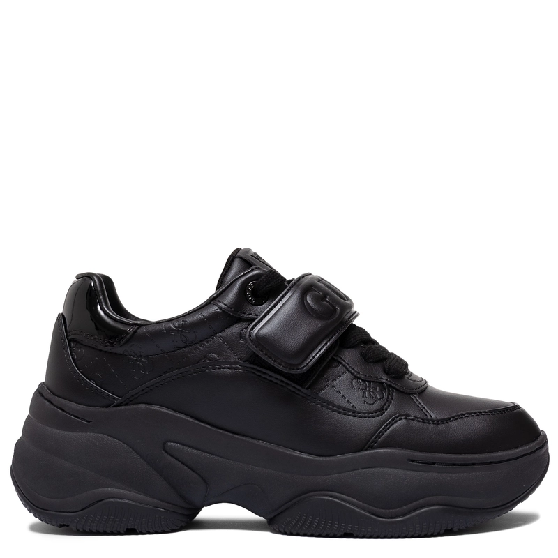 Guess Sneakersy Damskie Na Platformie Sneakersy Z Paskiem Logo Czarne FLFHNNELE12-BLACK
