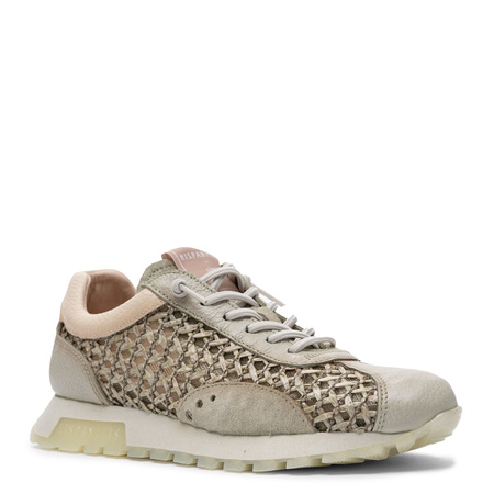 Hispanitas Leather Perforated Sneakers Lightweight Sole Beige-Green RHV264741-ALGA