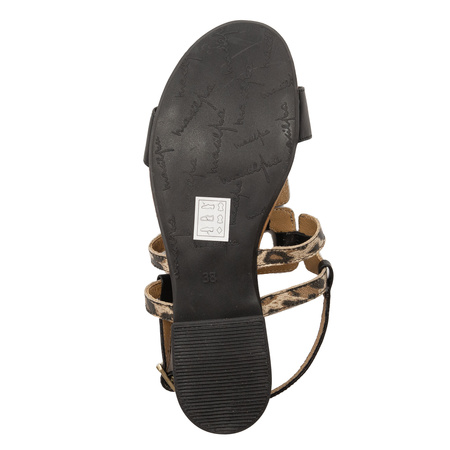 Maciejka Women's Leather Sandals Black Leopard