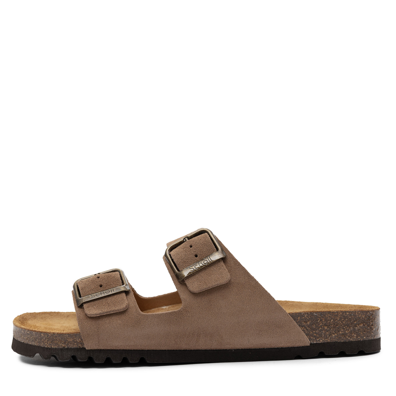 Scholl Leather Adjustable Men's Slide Sandals Double Buckles Brown F32579-1062