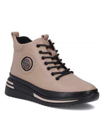 Filippo Leather Insulated Women’s Ankle Boots On Platform Beige DBT4215-25-TP