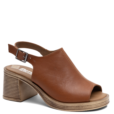 Artiker Comfortable Leather Block Heel Sandals Brown 58C3106