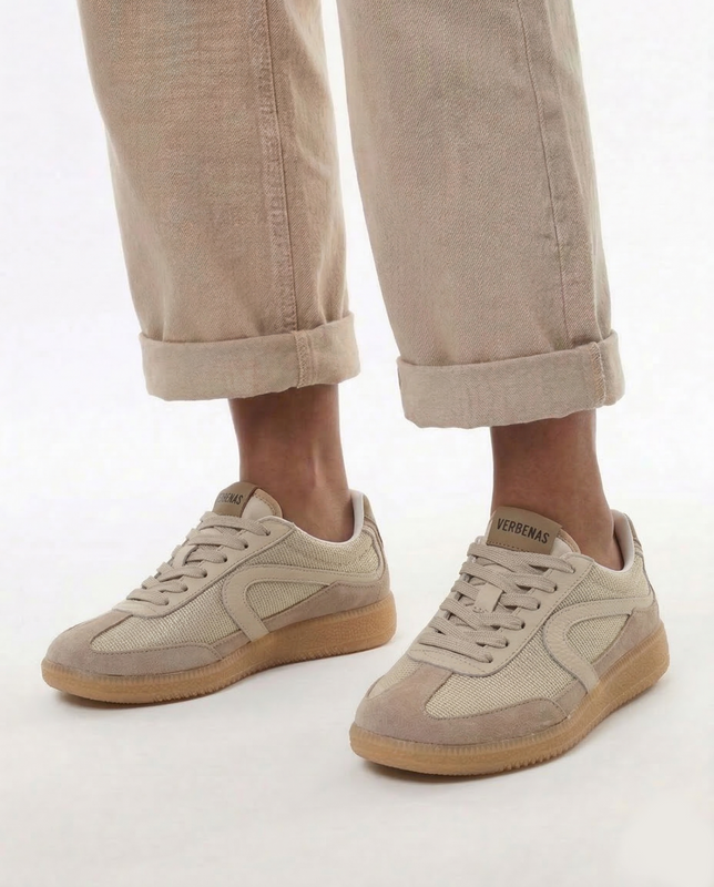 Verbenas Skórzane Sneakersy Damskie Beżowe 9802451068CRU