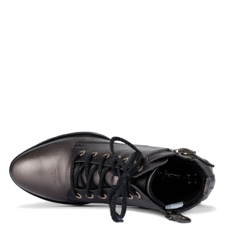 Maciejka Striking Leather Ankle Boots Metallic Bronze with Decorative Buckle 07128-02-00-8
